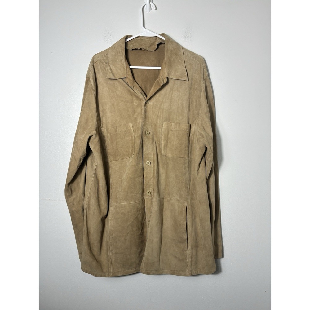 PRENS Suade Leather Button Jacket Women's 3XL Tan Vintage 90's Lightweight